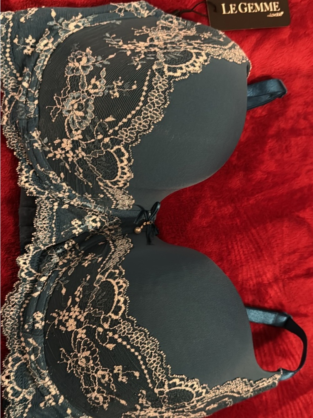 Teal Lace Push-Up Bra - Teal/Champagne